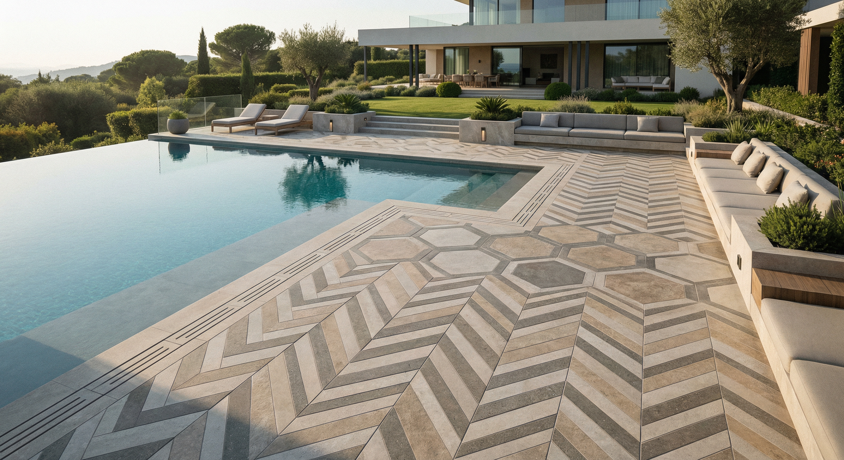 Carrelage autour d'une piscine
